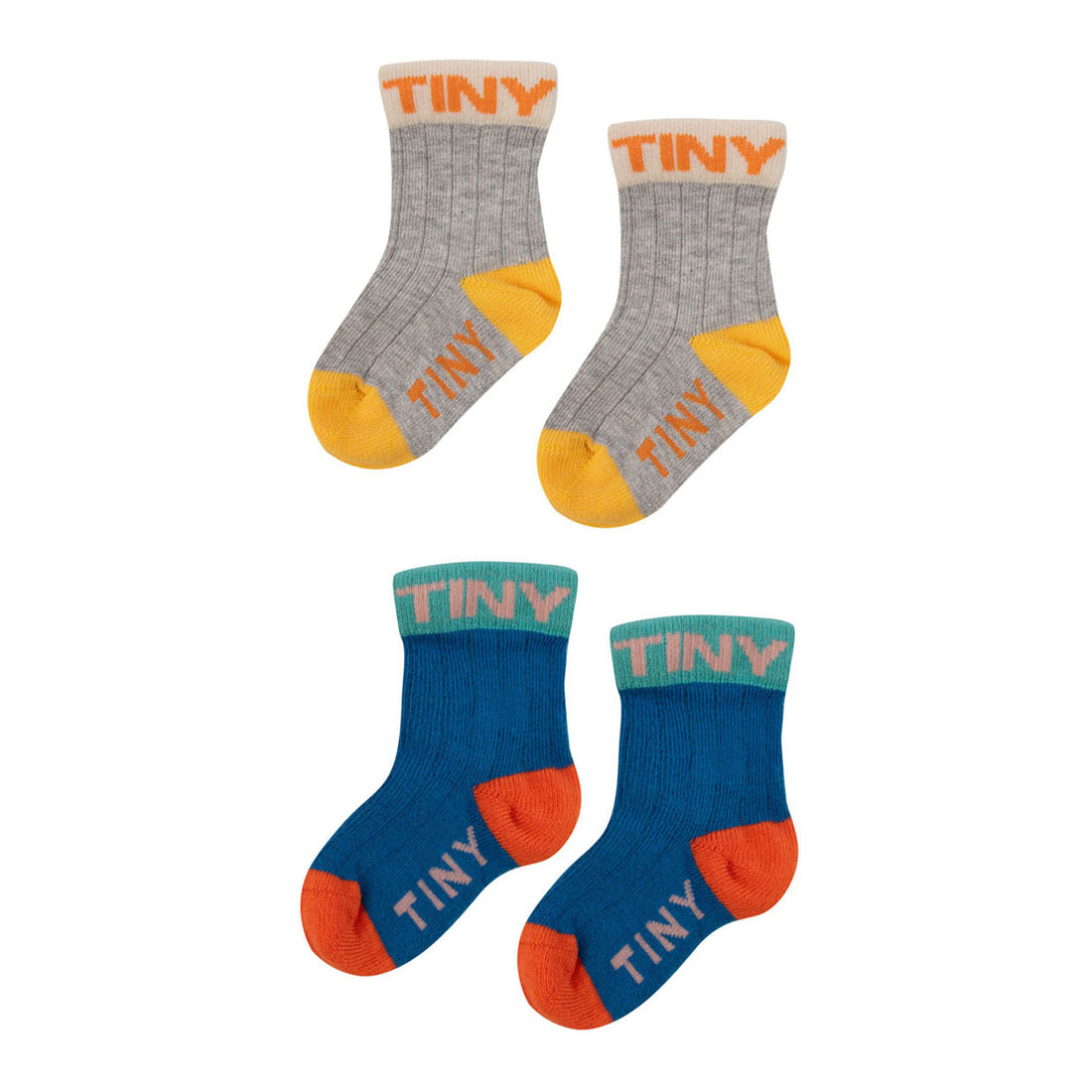 Tiny Cottons Ultramarine/Heather Grey Colorblock Baby Socks Pack