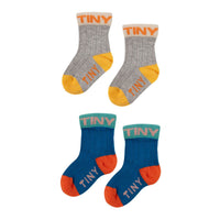 Tiny Cottons Ultramarine/Heather Grey Colorblock Baby Socks Pack