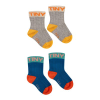 Tiny Cottons Ultramarine/Heather Grey Colorblock Baby Socks Pack