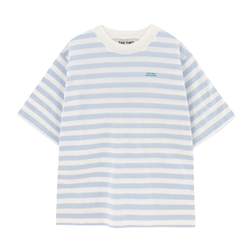 Tiny Cottons Off-White/Blue-Grey Womens Striped Relaxed Tee