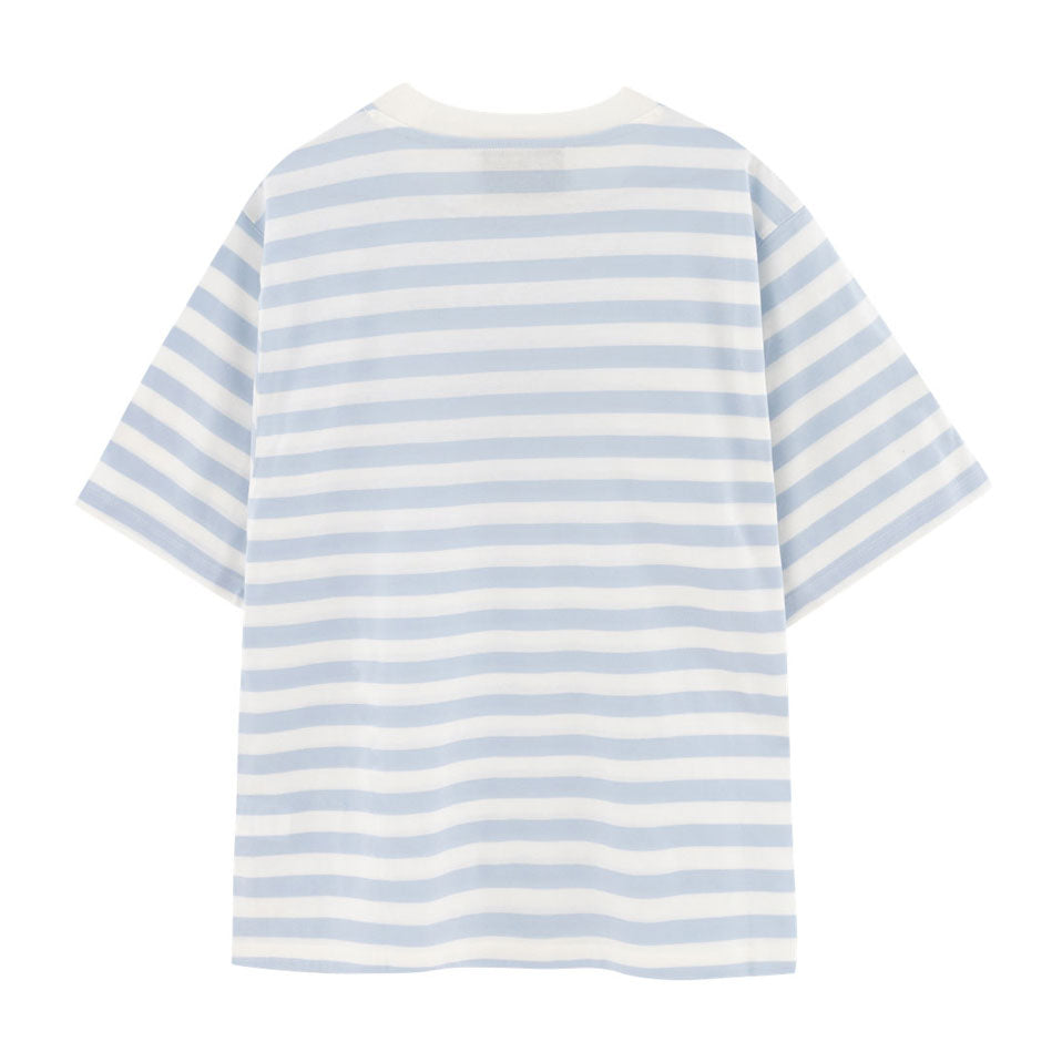 Tiny Cottons Off-White/Blue-Grey Womens Striped Relaxed Tee