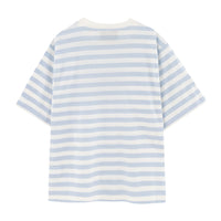 Tiny Cottons Off-White/Blue-Grey Womens Striped Relaxed Tee