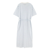 Tiny Cottons Off-White/Blue-Grey Womens Striped Relaxed Dress