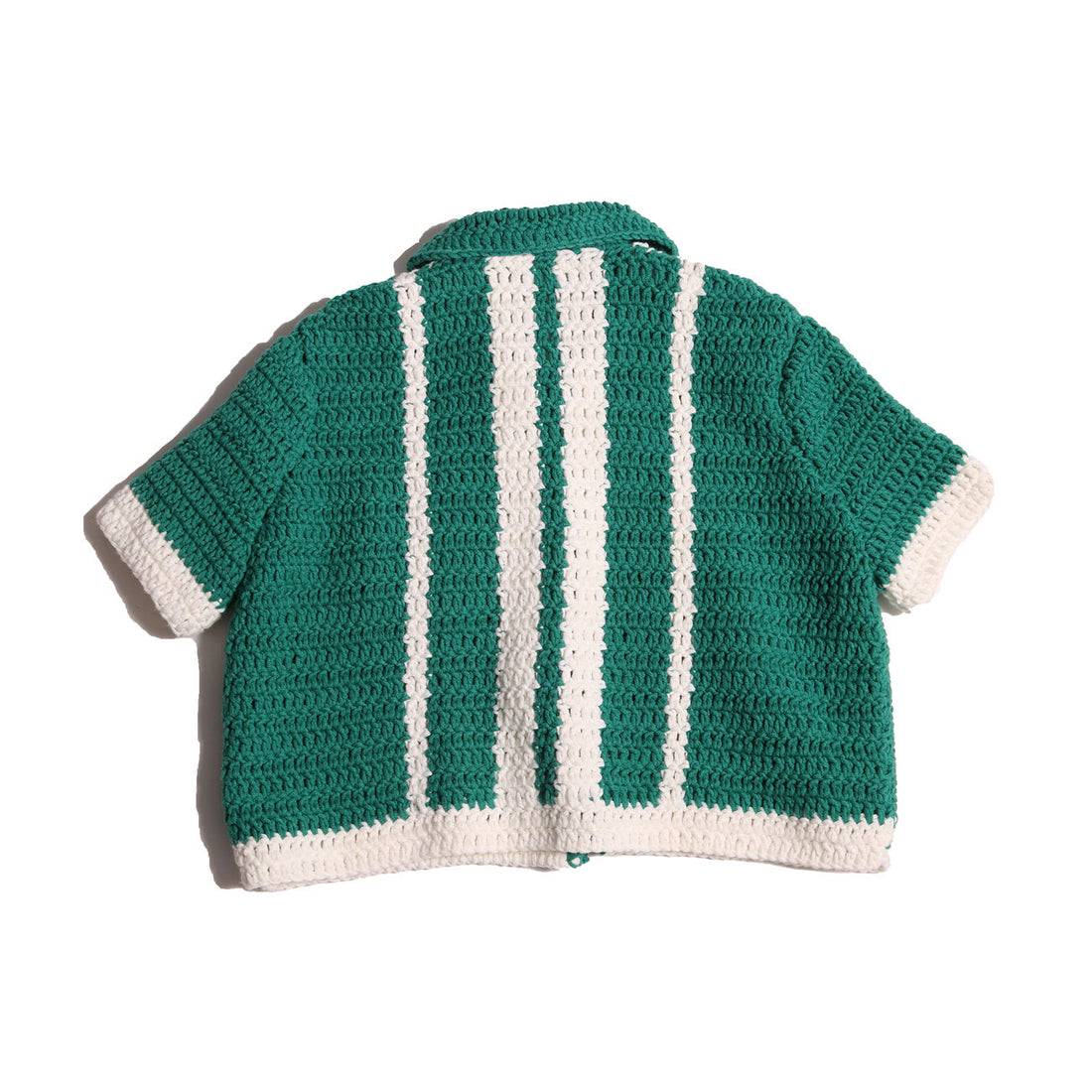 Tia Cibani Kelp Mix Crew Crochet Polo Cardigan