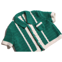 Tia Cibani Kelp Mix Crew Crochet Polo Cardigan