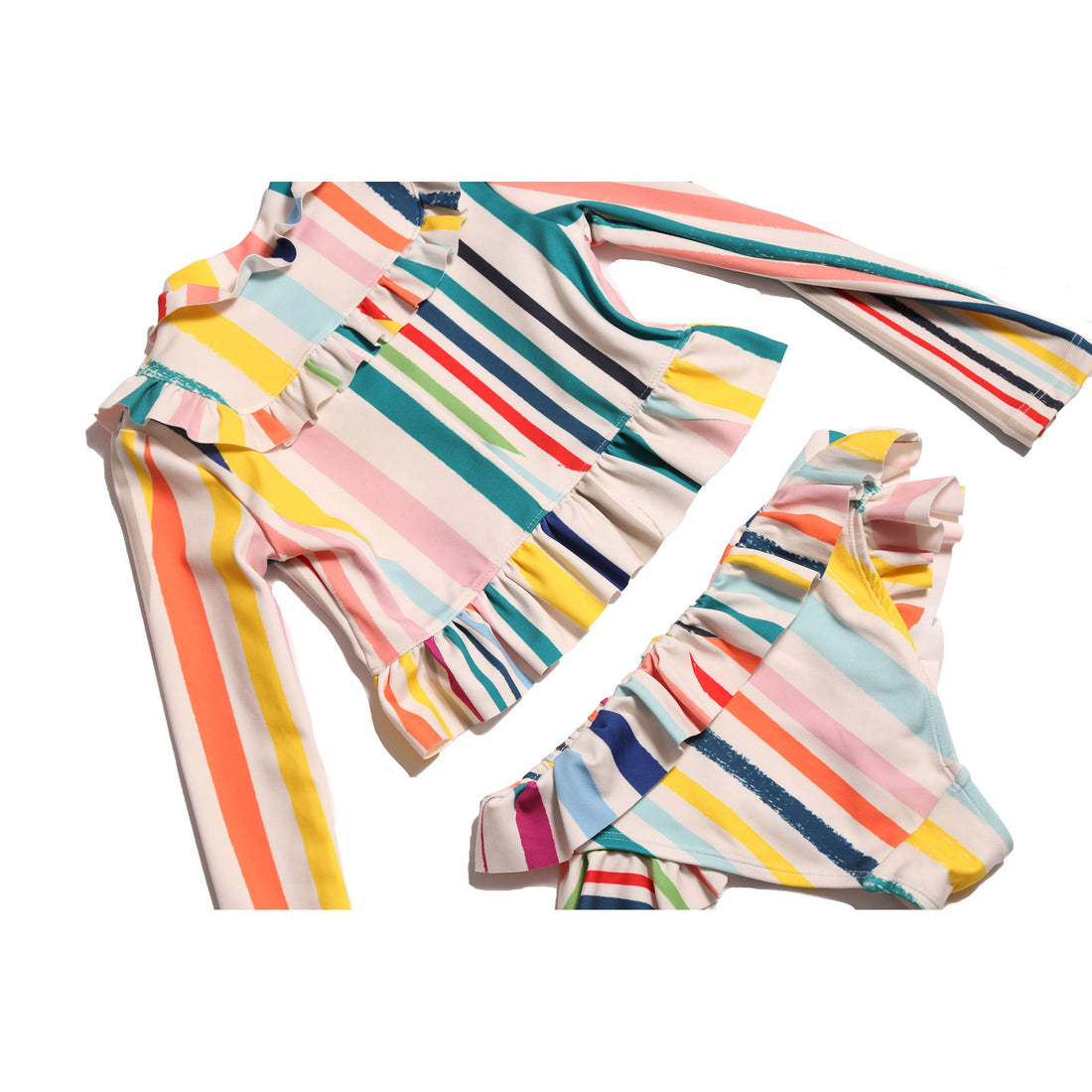 Tia Cibani Rainbow Ruffle Marina Rashguard Set