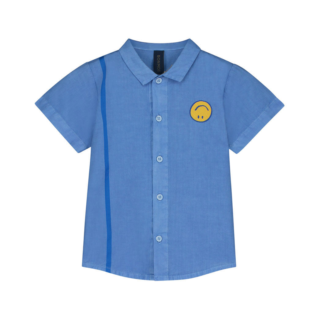 Bonmot Mid Blue Side Stripe Smiley Shirt