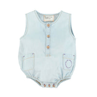 Piupiuchick Light Blue Chambray Sleeveless Romper