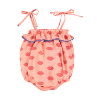 Piupiuchick Coral Red Lips Romper