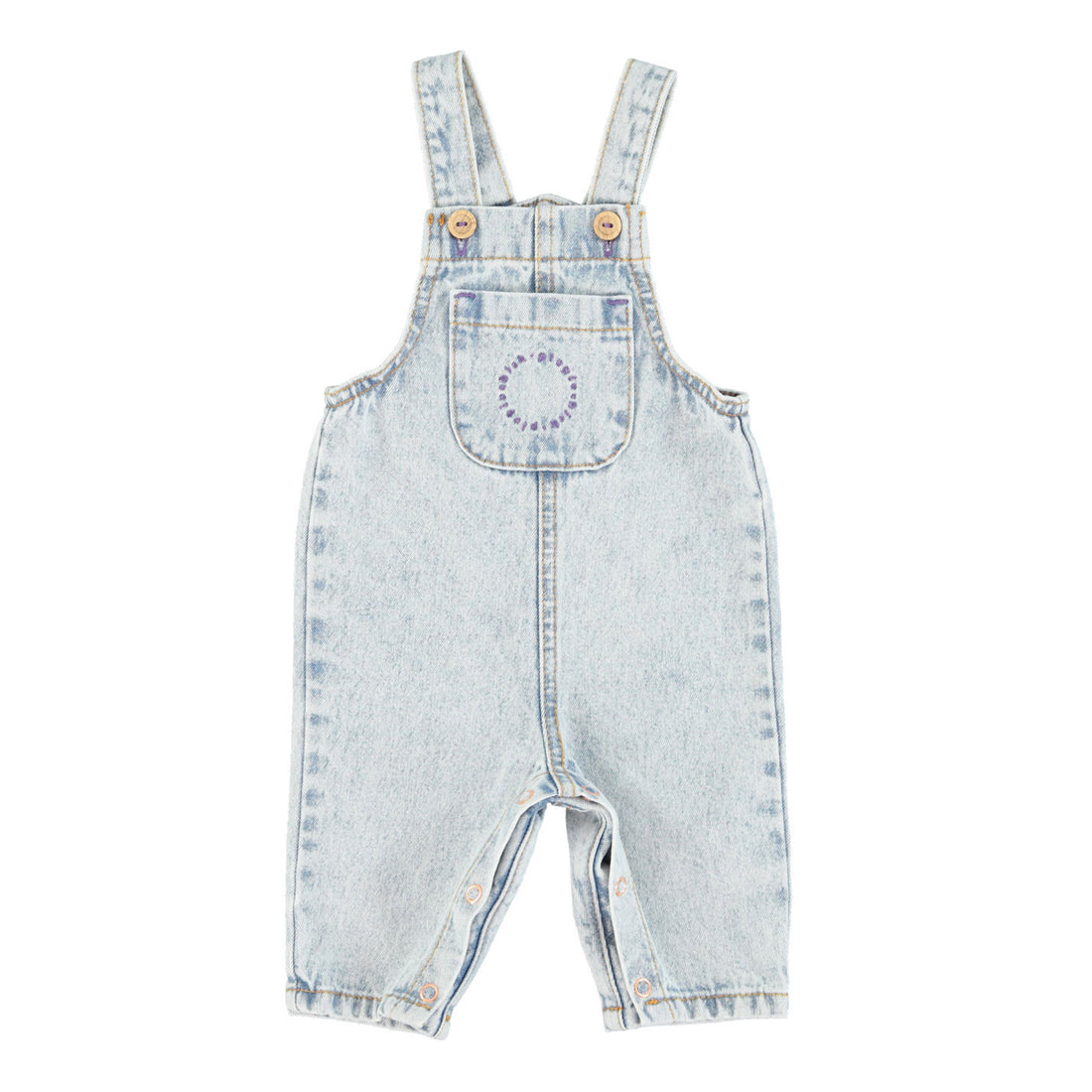 Piupiuchick Washed Blue Denim Baby Dungarees
