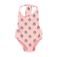 Piupiuchick Pink/ Green Trees Bow Back Swimsuit