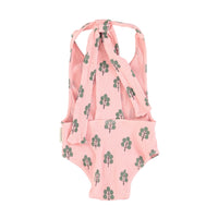 Piupiuchick Pink/ Green Trees Bow Back Swimsuit