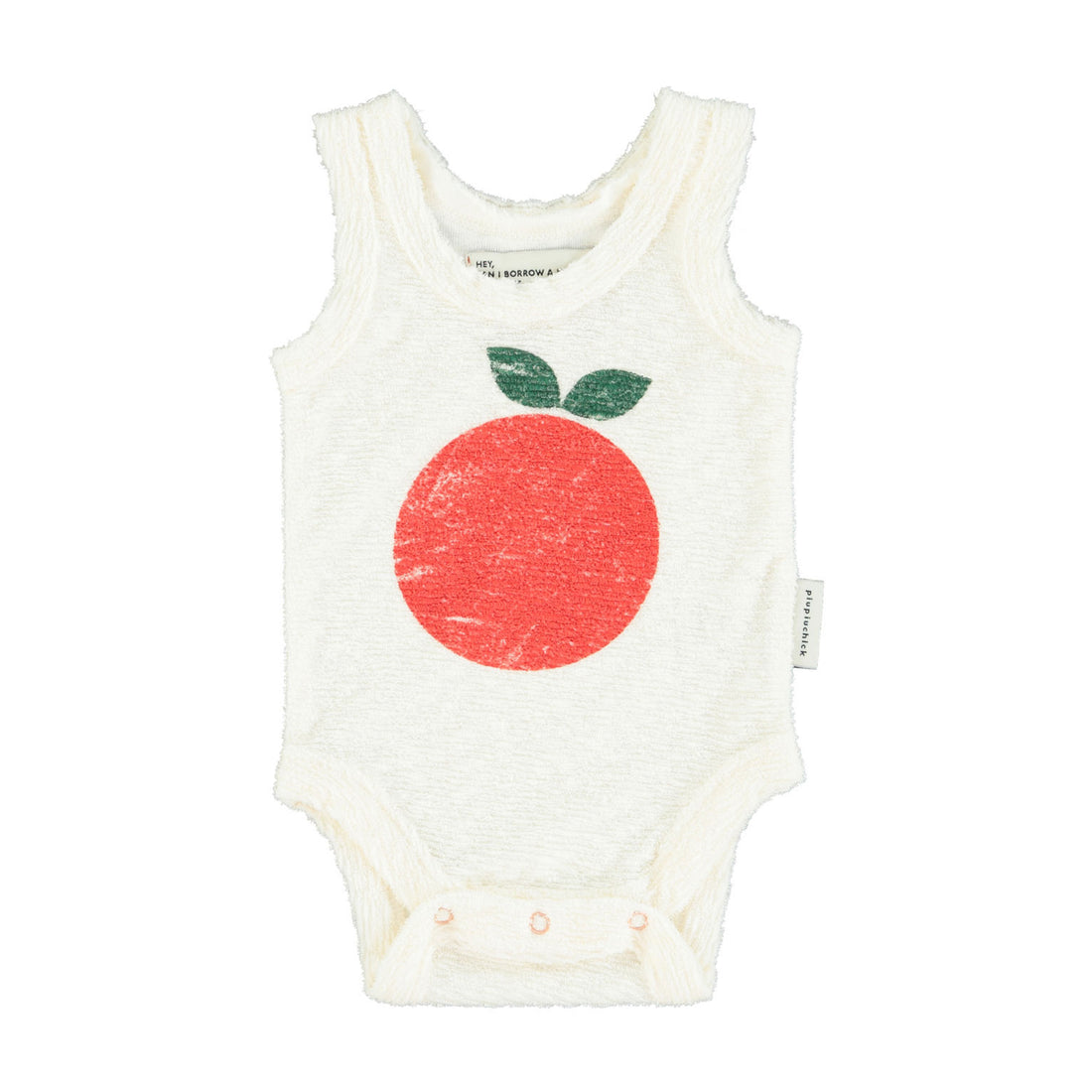 Piupiuchick Ecru Apple Print Sleeveless Bodysuit
