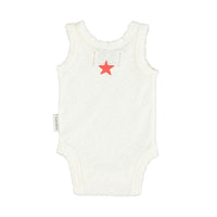 Piupiuchick Ecru Apple Print Sleeveless Bodysuit
