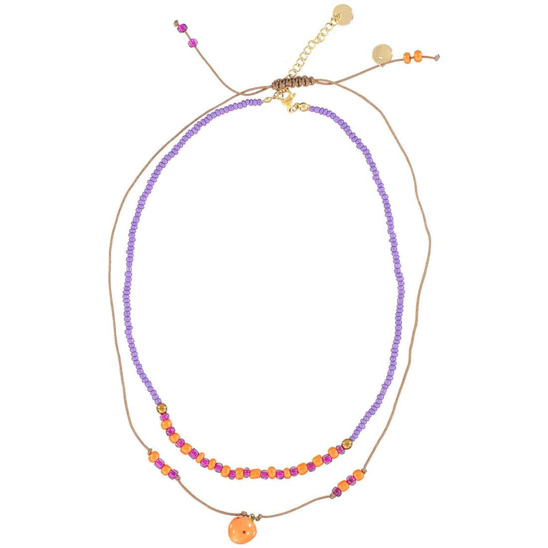 Piupiuchick Orange/ Violet 2 Pack Necklaces