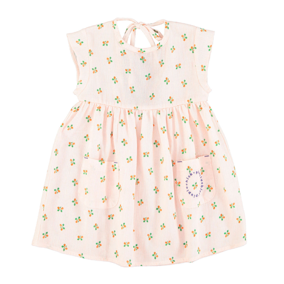 Piupiuchick Light Pink Stripes With Tiny Flowers Short Dress