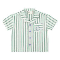 Piupiuchick White/ Green Stripes Hawaiian Shirt