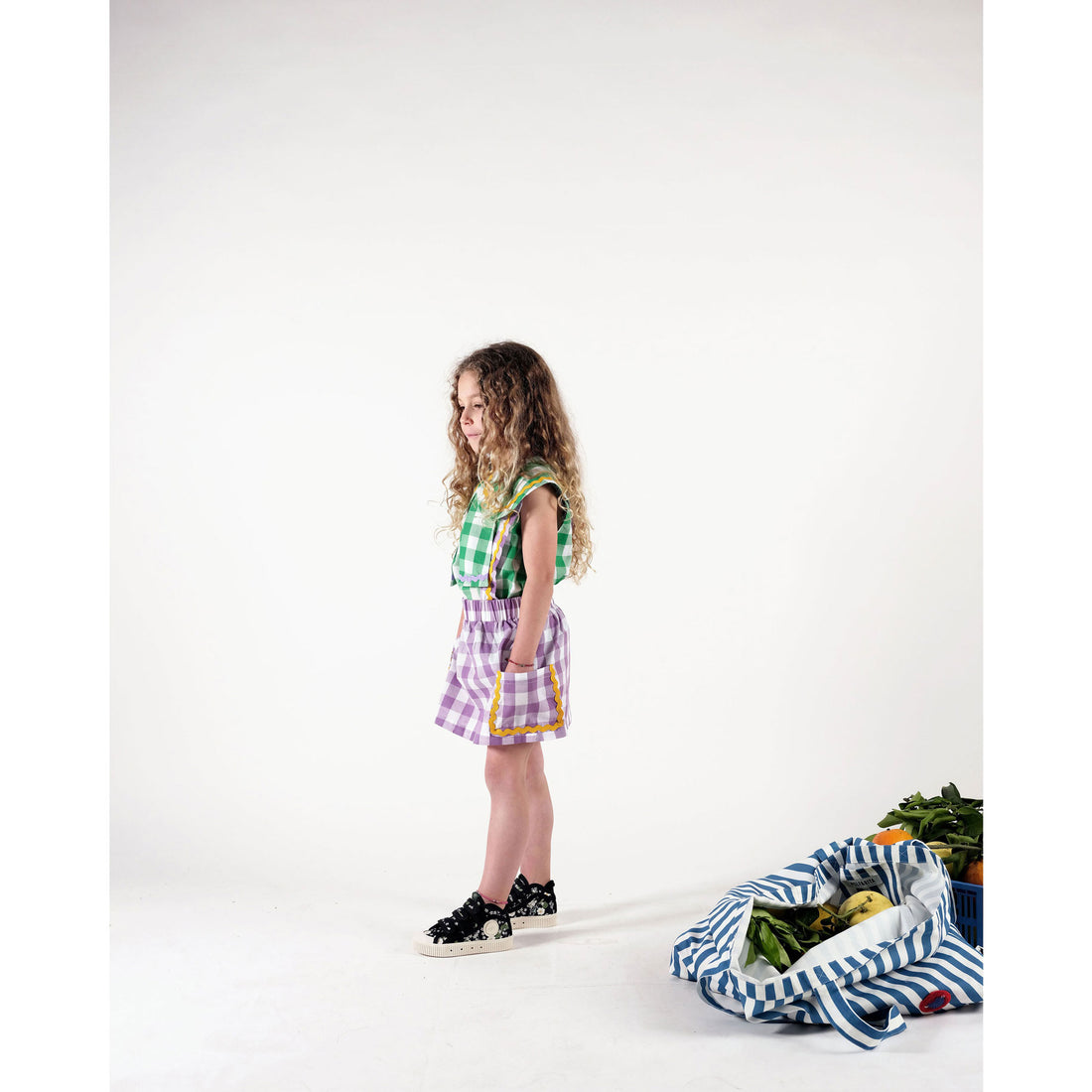Wolf and Rita  Vichy Lilac Suspender Celina Skirt