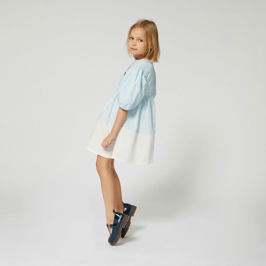 Kenzo Pale Blue Bi Color Dress