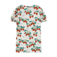 Tiny Cottons Off White Strawberries Puff Sleeve Dress