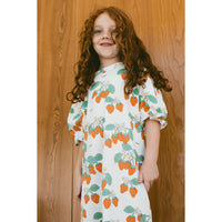 Tiny Cottons Off White Strawberries Puff Sleeve Dress