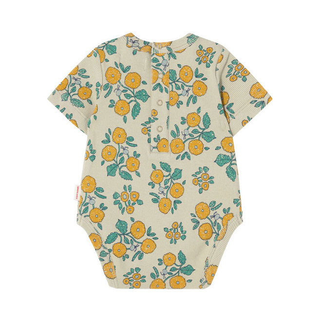 Tiny Cottons Dark Vanilla Flower  Rib Bodysuit