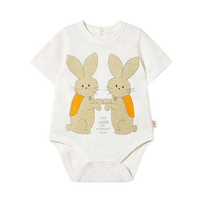 Tiny Cottons Off White Bunnies Graphic Bodysuit