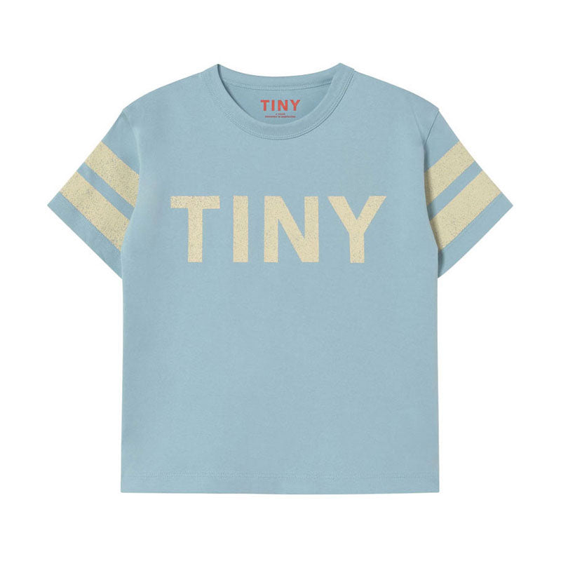 Tiny Cottons Dusty Blue Stripes Logo Tee