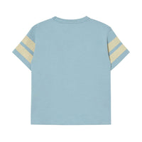 Tiny Cottons Dusty Blue Stripes Logo Tee