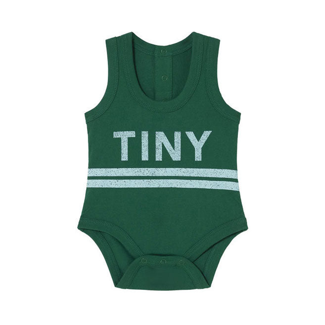 Tiny Cottons Emerald Stripes Logo  Bodysuit