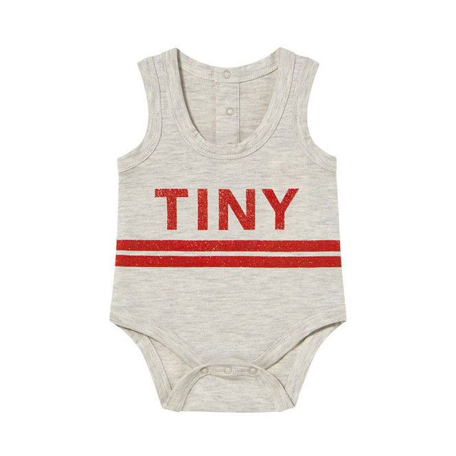 Tiny Cottons Cream Stripes Logo  Bodysuit