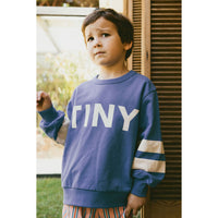 Tiny Cottons Ultramarine Stripes Logo Sweatshirt