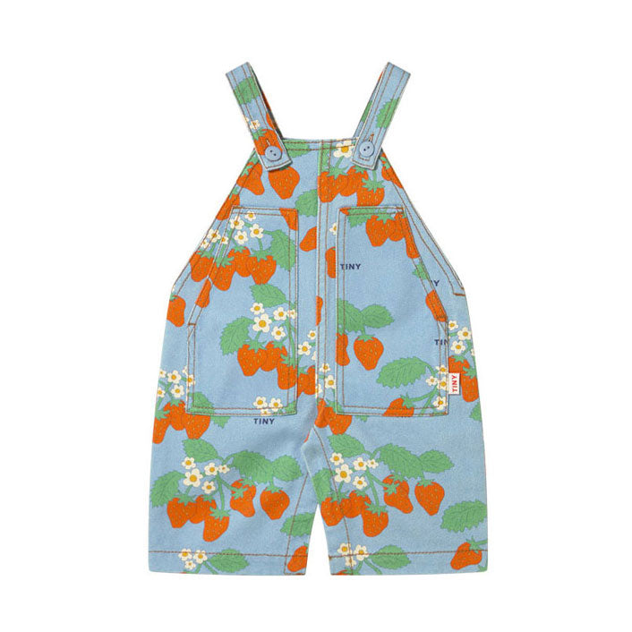 Tiny Cottons Denim Blue Baby Strawberries Dungaree