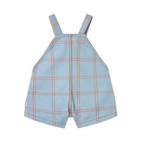 Tiny Cottons Denim Blue Check Short Dungaree