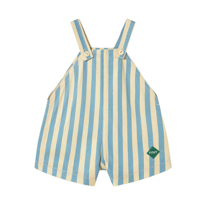 Tiny Cottons Vanilla/Warm Blue Stripes Short Dungaree