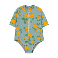 Tiny Cottons Warm Grey Flower Swimsuit
