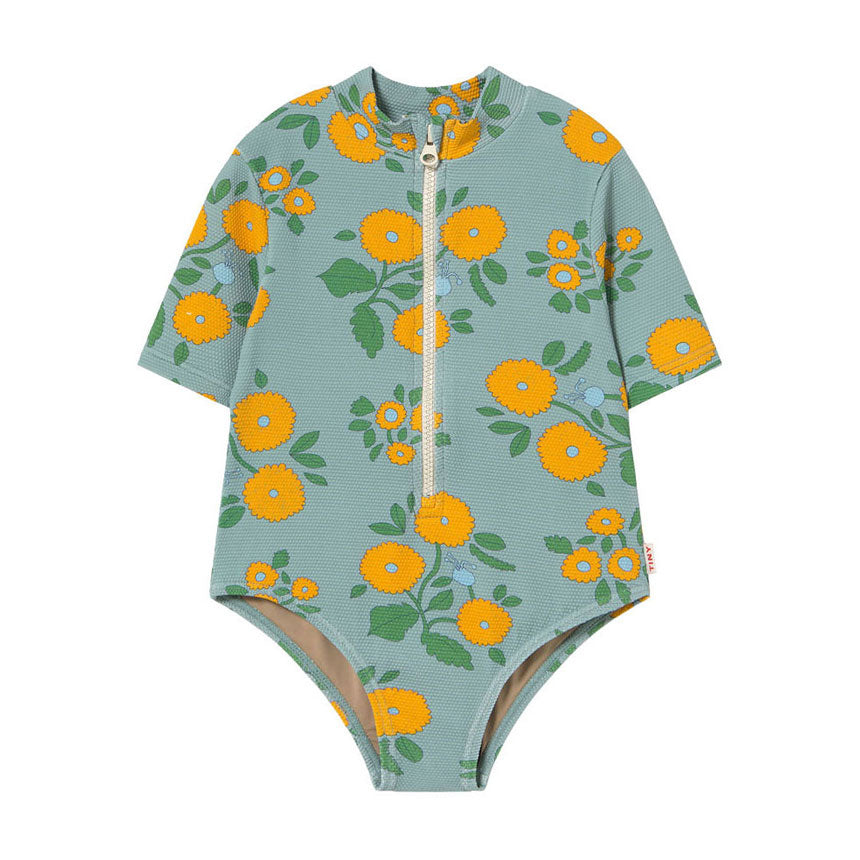 Tiny Cottons Warm Grey Flower Swimsuit