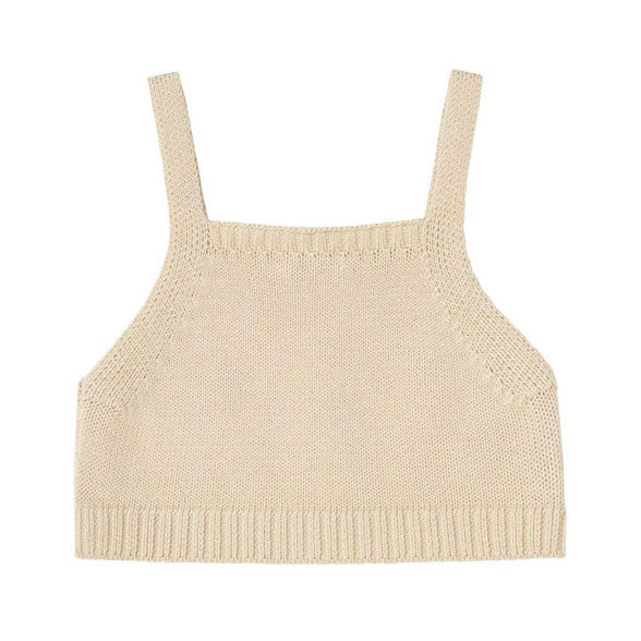 Tiny Cottons Cream Strawberries Knitted Crop Top
