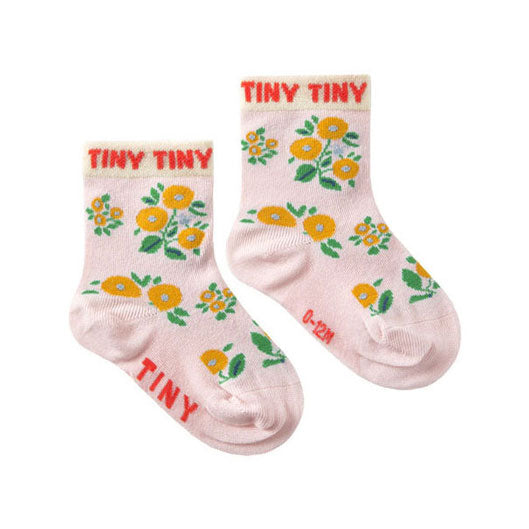 Tiny Cottons Pastel Pink Flower Medium Socks