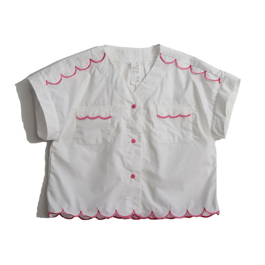 Tia Cibani Sugar Laurel Scalloped Summer Blouse