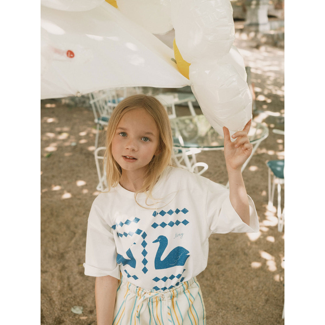 Tiny Cottons Off-White Swans  Graphic Tee