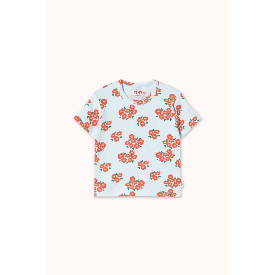 Tiny Cottons Ice Blue Blossoms Rib Tee