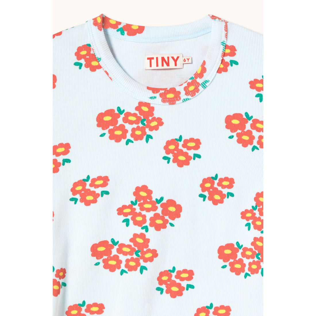 Tiny Cottons Ice Blue Blossoms Rib Tee