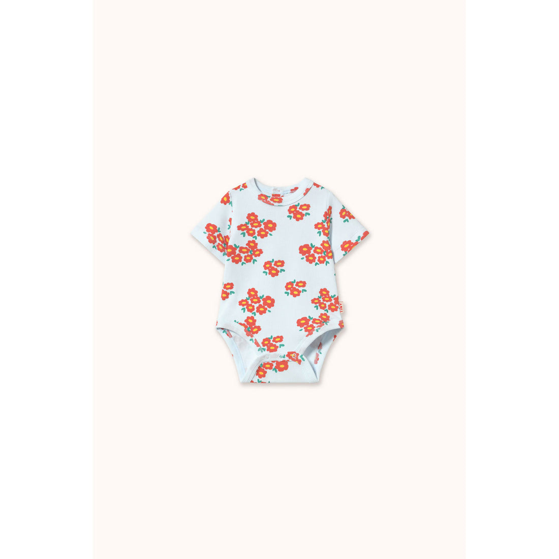 Tiny Cottons Ice Blue Blossoms Rib Bodysuit