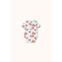 Tiny Cottons Ice Blue Blossoms Rib Bodysuit