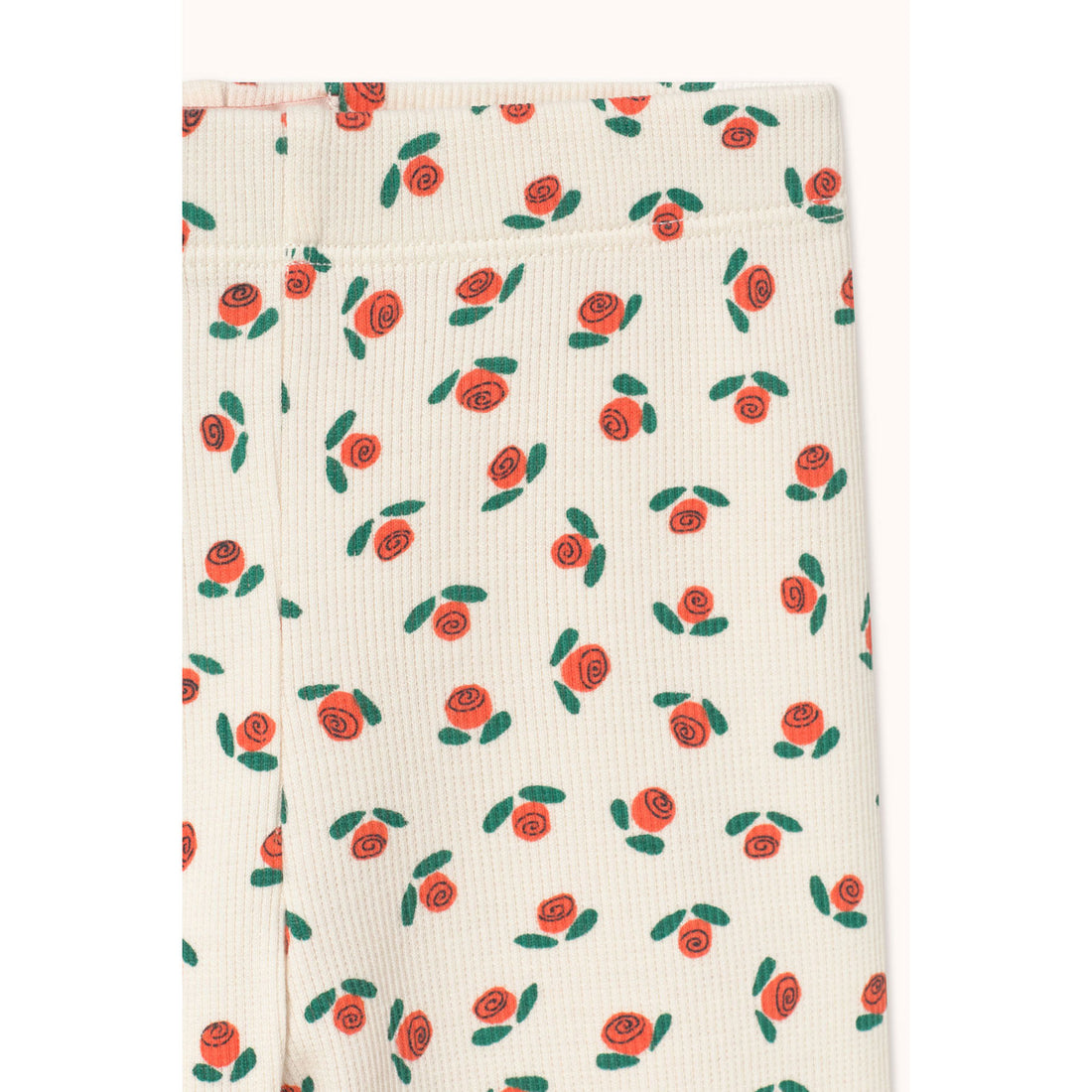 Tiny Cottons Off-White Tiny Roses Rib Baby Pant
