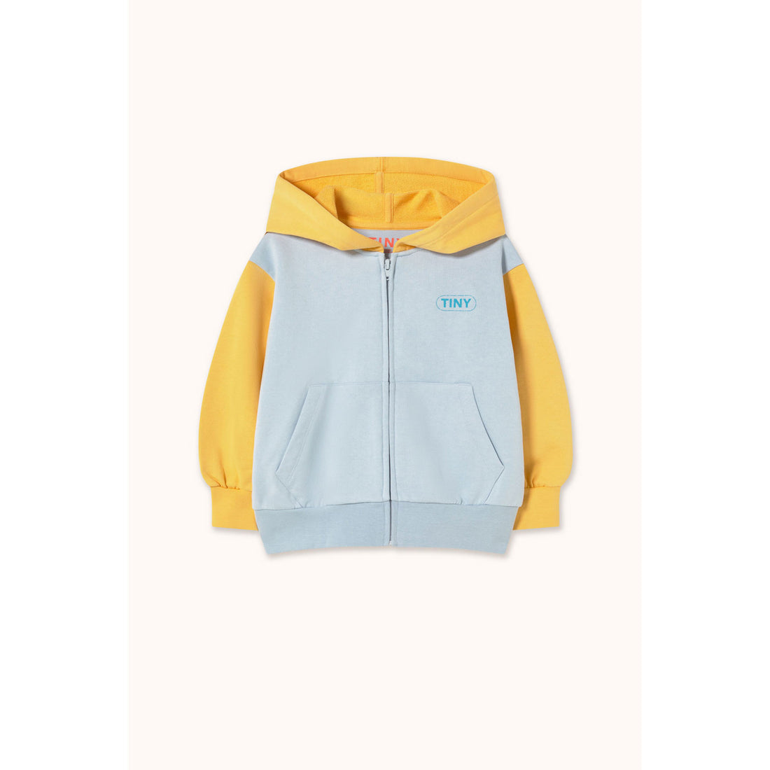 Tiny Cottons Washed Blue Color Block Hoodie