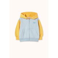 Tiny Cottons Washed Blue Color Block Hoodie