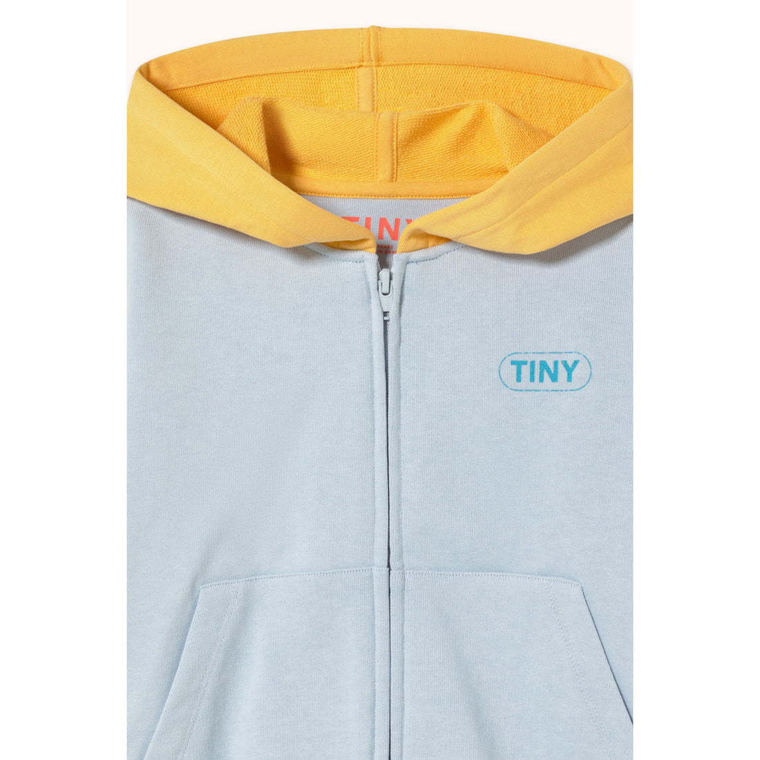 Tiny Cottons Washed Blue Color Block Hoodie