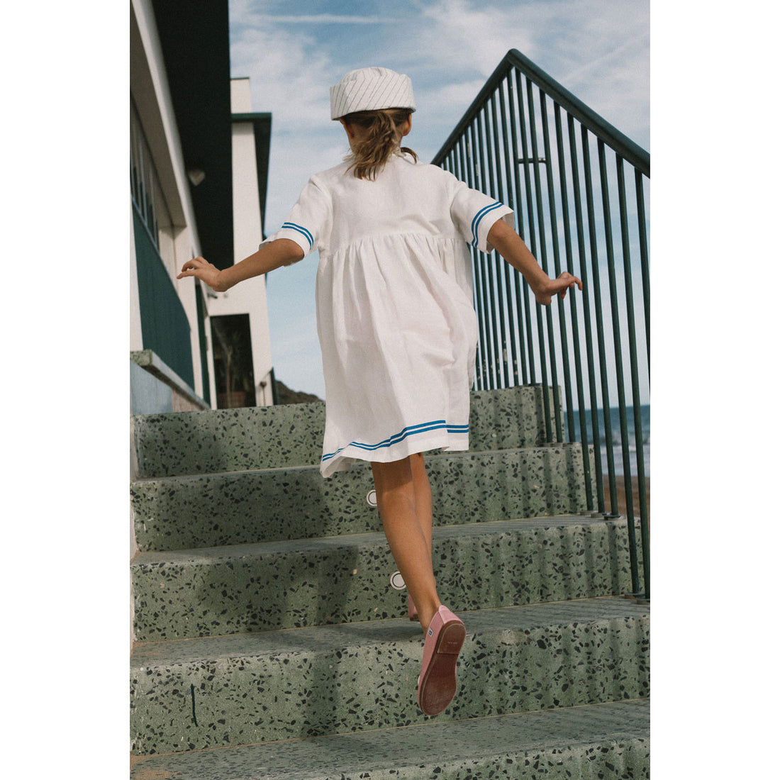 Tiny Cottons Off-White Stripes Frilled Dress